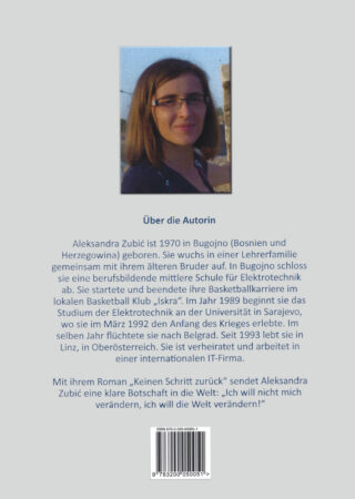 Rückseite des Buchcovers mit Informationen zu "Kein Schritt zurück"